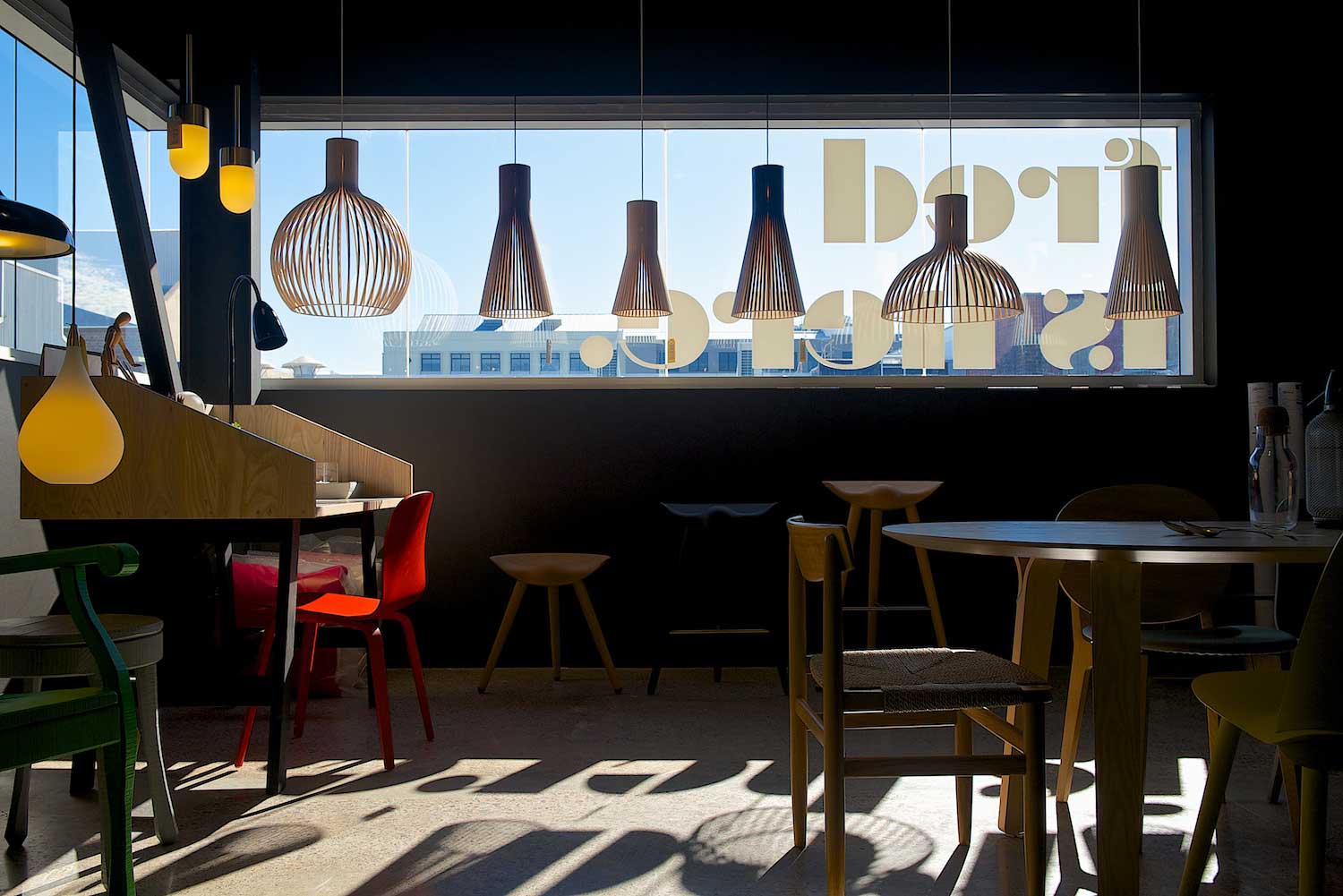 Fred International Sydney Showroom by Yellowtrace | Photo © Nick Hughes. Fred International Sydney Showroom by Yellowtrace, Vox ceiling lights from Ruben Lighting, Secto Design lights.