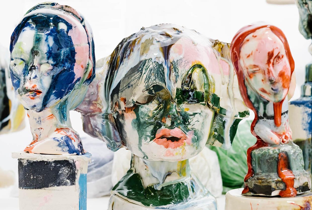 Jennie Jieun Lee's Ceramic Sculptures Covered in Abstract Paintings.