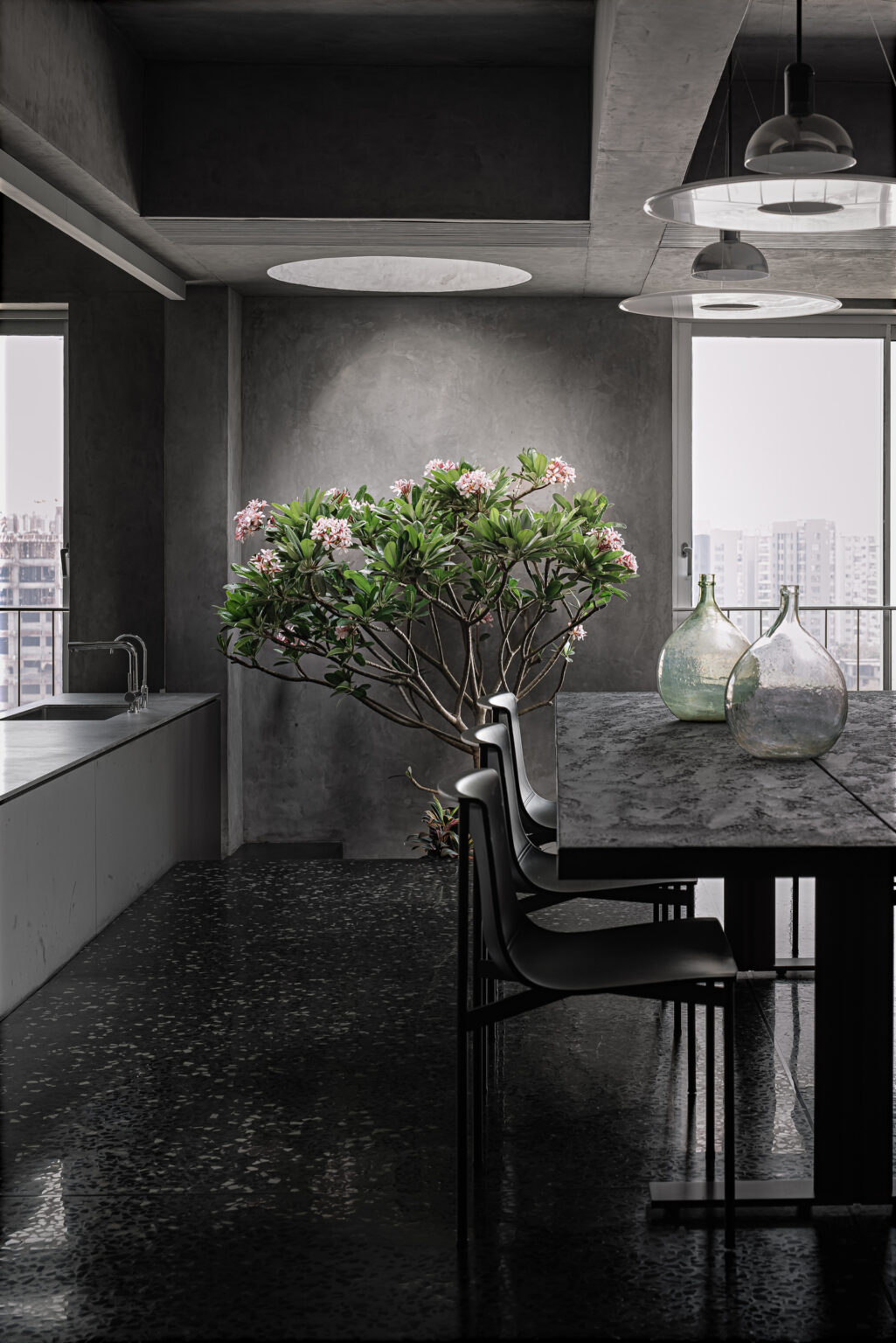 View of Brutalist Penthouse Apartment in Surat, India by DOT | Yellowtrace